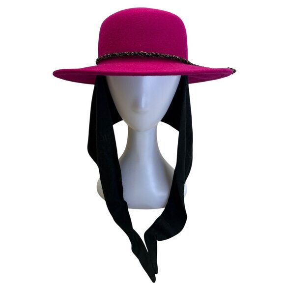 Vintage Street Smart Betmar Women's Fuchsia Cordobes Hat With Ribbon Chin Straps - Picture 1 of 8